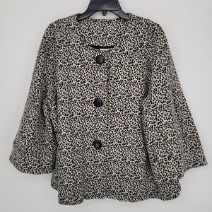 Kim Rogers Signature Womens Leopard Print Button Front Jacket 2X Animal Pattern‎